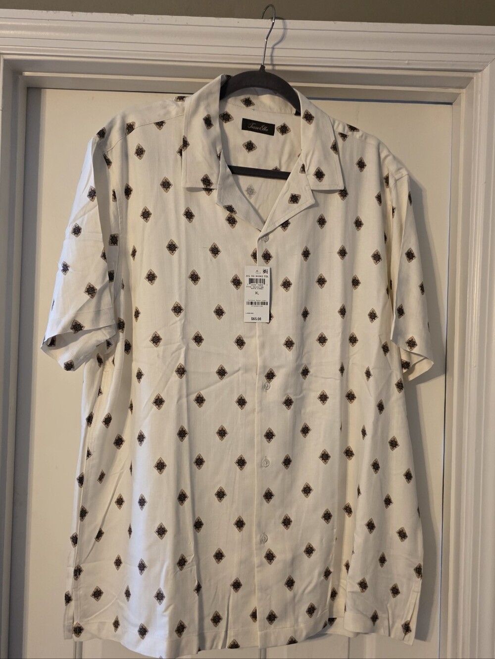 NWT Tasso Elba Men's White Short-Sleeve Button-Down Shirt
